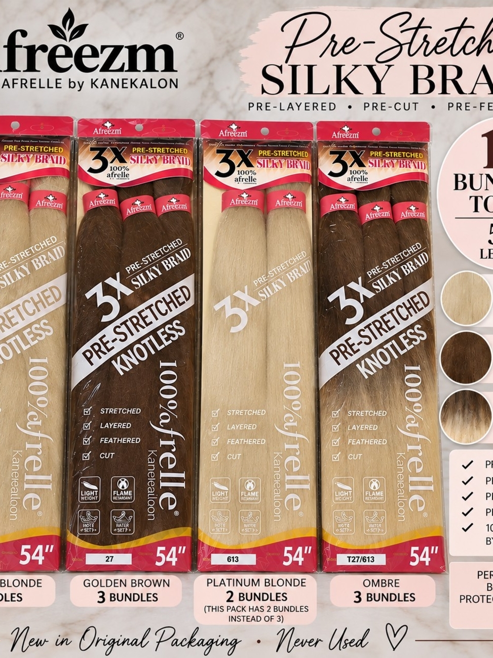 Pre-Stretched Silky Braid 54" Platinum Blonde Hair Extension